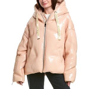 Khrisjoy Womens  Khris Scale Sequin Puffer Jacket, Brown
